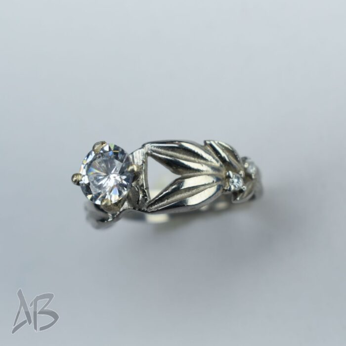 انگشتر نقره زنانه سولیتر طرح گلبرگ، کد 450 - Image 5