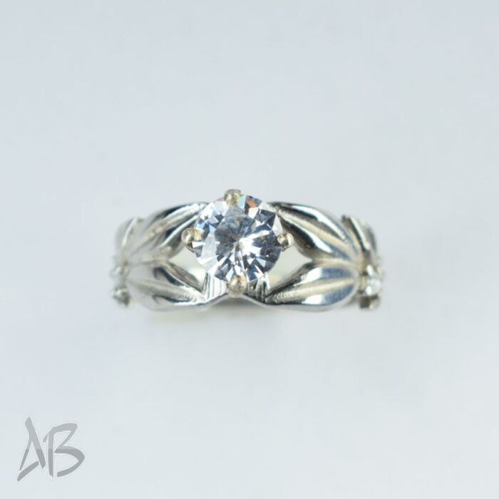 انگشتر نقره زنانه سولیتر طرح گلبرگ، کد 450 - Image 6