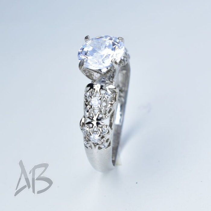 انگشتر نقره زنانه سولیتر عیار 925 آبکاری شده، کد 444 - Image 8