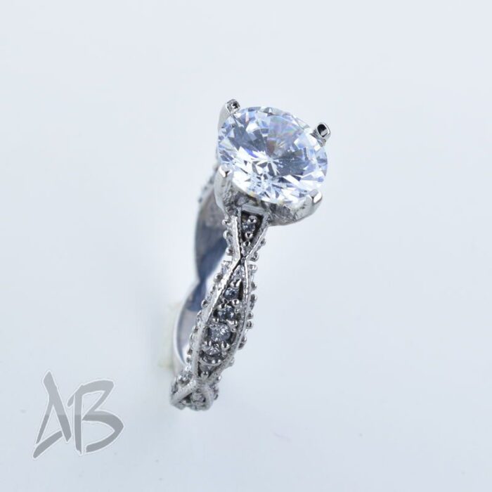 انگشتر نقره زنانه سولیتر بسیار شیک و زیبا، کد 453 - Image 4