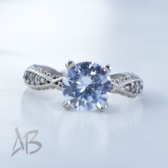 انگشتر نقره زنانه سولیتر بسیار شیک و زیبا، کد 453 - Image 5