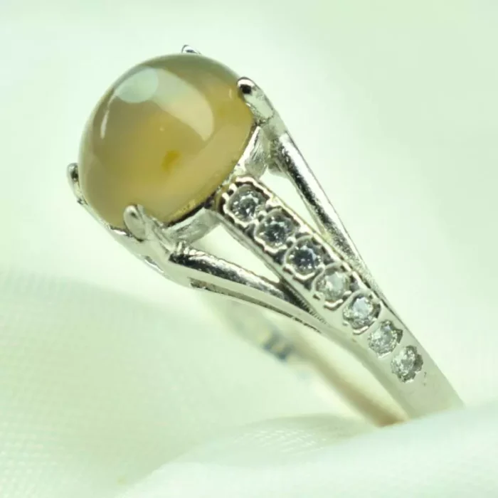 انگشتر نقره زنانه با نگین باباقوری بسیار زیبا، کد 525 - Image 2