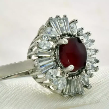 انگشتر نقره زنانه با نگین عقیق یمنی