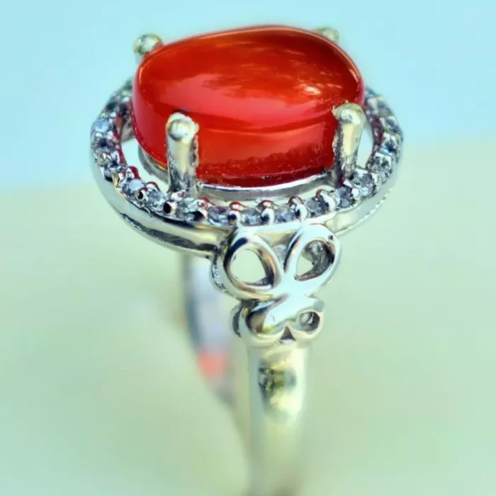 انگشتر نقره زنانه عقیق یمنی اصل رنگ ثابت، کد 502 - Image 4