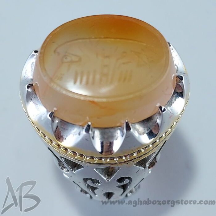 انگشتر مردانه دست‌ساز عقیق یمنی شرف شمس به روز کد 104 - Image 4