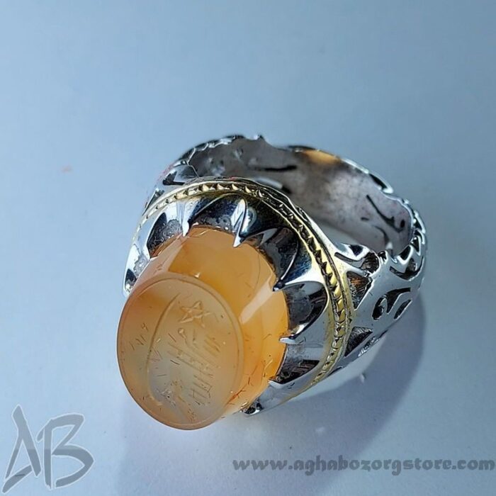 انگشتر مردانه دست‌ساز عقیق یمنی شرف شمس به روز کد 104 - Image 3