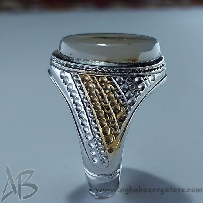 انگشتر مردانه دست‌ساز عقیق شجر کد 106 - Image 3