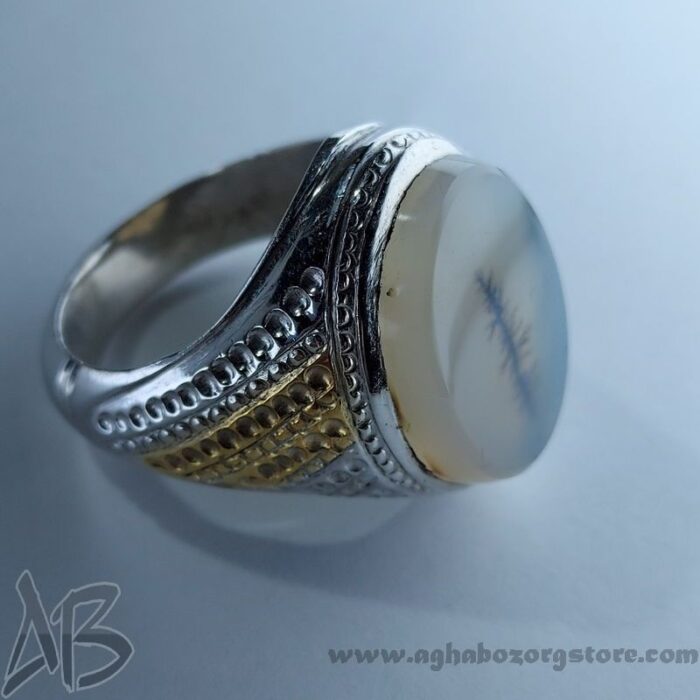 انگشتر مردانه دست‌ساز عقیق شجر کد 106 - Image 5