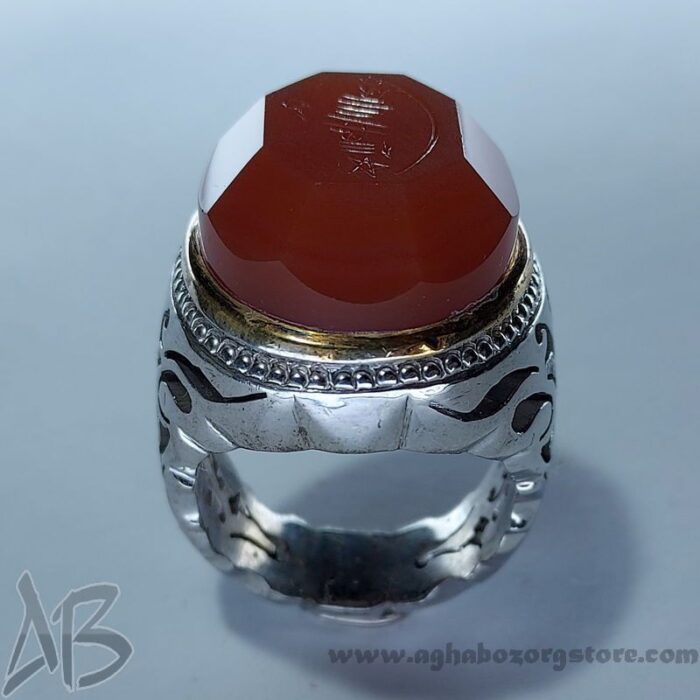 انگشتر مردانه دست‌ساز عقیق یمنی شرف شمس به روز کد 109 - Image 4