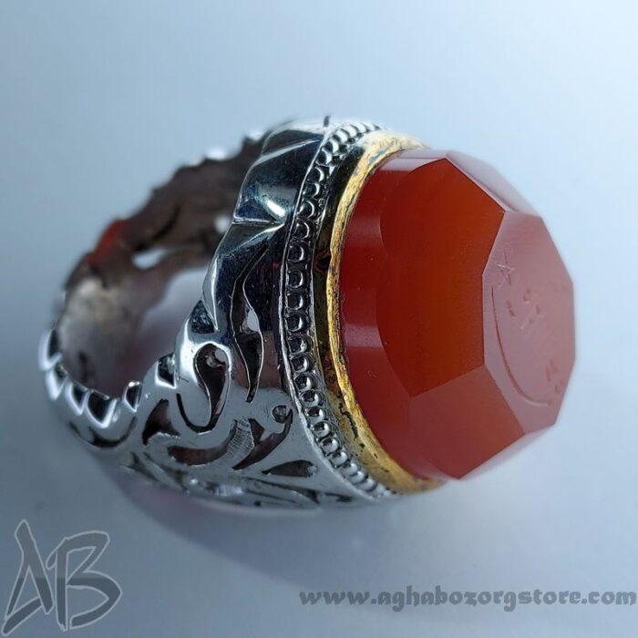 انگشتر مردانه دست‌ساز عقیق یمنی شرف شمس به روز کد 109 - Image 5