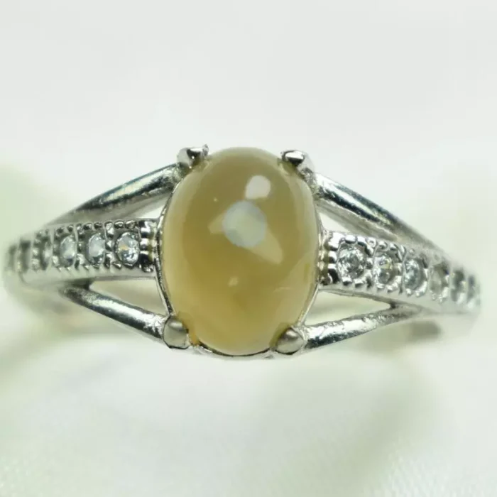 انگشتر نقره زنانه با نگین باباقوری بسیار زیبا، کد 525 - Image 3