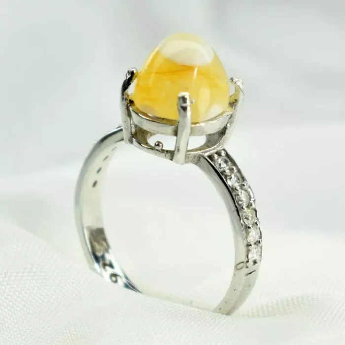 انگشتر نقره زنانه با نگین باباقوری طبیعی یک چشم زنانه، کد 523 - Image 2