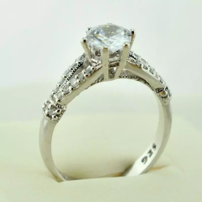 انگشتر نقره زنانه سولیتر زیبا، کد 427 - Image 3