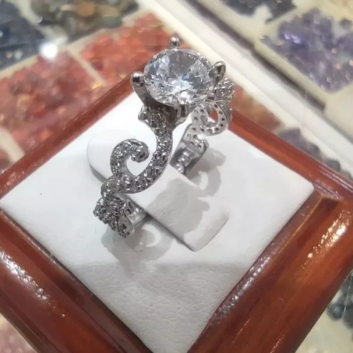 انگشتر نقره زنانه سولیتر خاص، کد 426 - Image 3