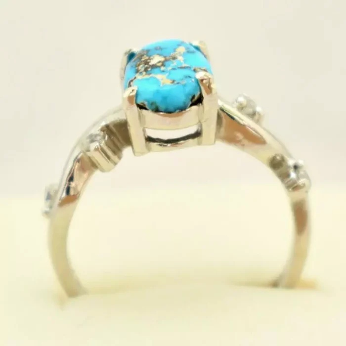 انگشتر نقره زنانه با نگین فیروزه نیشابور، کد 515 - Image 2