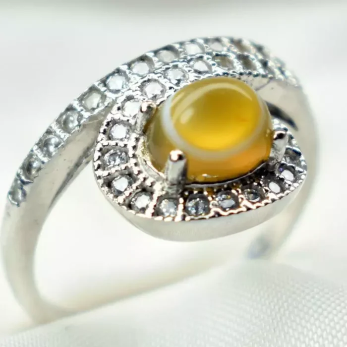 انگشتر نقره زنانه با نگین باباقوری عیار 925، کد 532 - Image 2