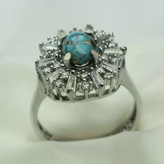 انگشتر نقره زنانه با نگین فیروزه نیشابور، کد 506 - Image 2