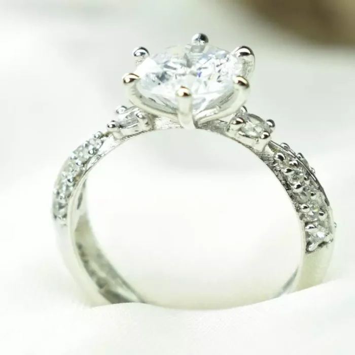 انگشتر نقره زنانه سولیتر بسیار زیبا، کد 407 - Image 3