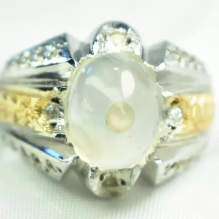 انگشتر نقره مردانه دست‌ساز 925 با نگین باباقوری یک چشم آبدار - Image 2