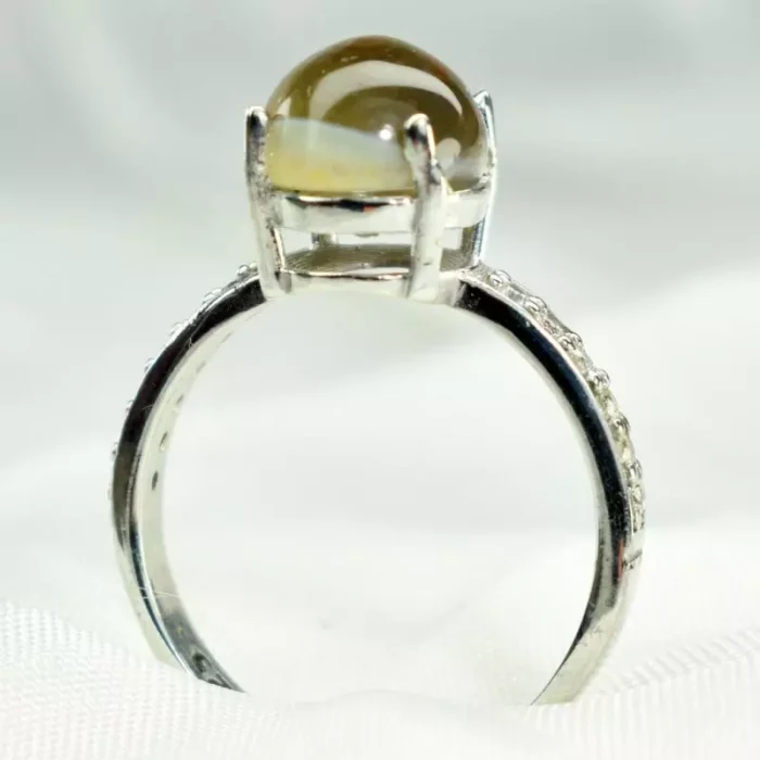 انگشتر نقره زنانه با نگین باباقوری بسیار خوشرنگ عیار 925، کد 531 - Image 2