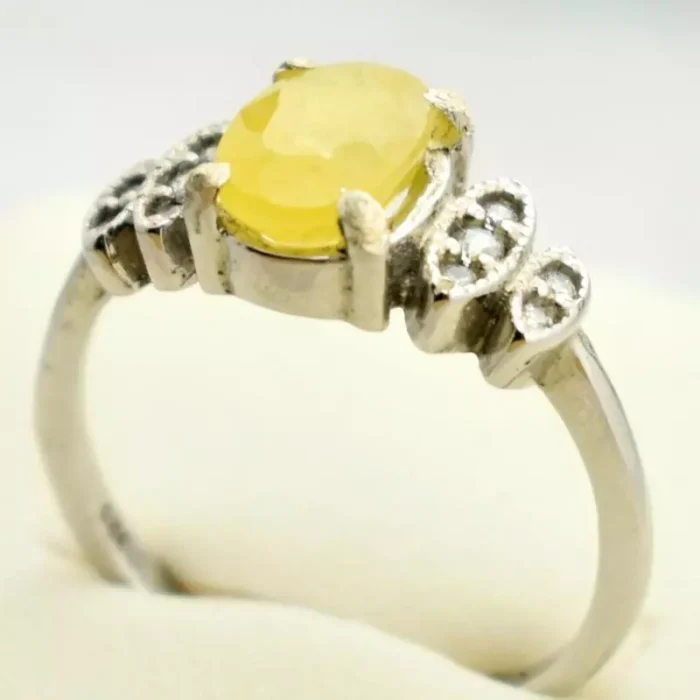 انگشتر نقره زنانه با نگین یاقوت زرد بسیار زیبا، کد 527 - Image 4