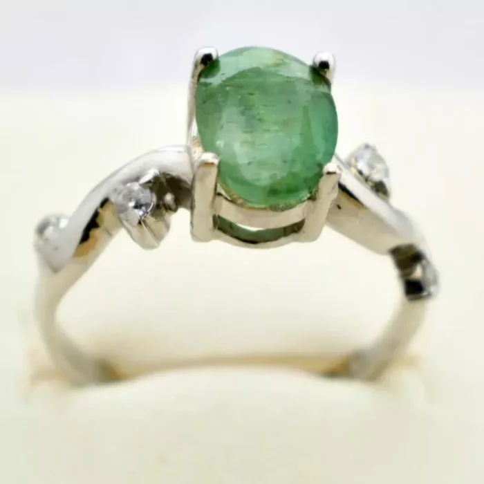 انگشتر نقره زنانه با نگین زمرد اصلی، کد 516 - Image 3