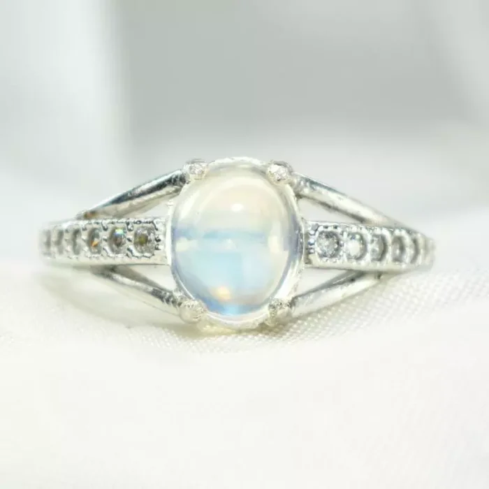 انگشتر نقره زنانه با نگین اپال شفاف طبیعی، کد 510 - Image 3