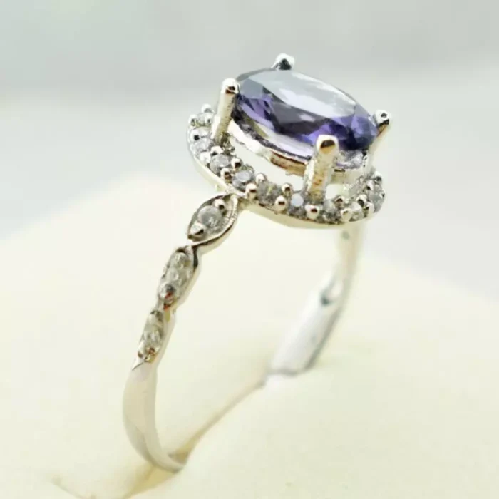 انگشتر نقره زنانه بنفش طرح گندمی، کد 413 - Image 3