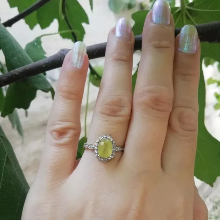 انگشتر نقره زنانه یاقوت زرد زنانه ظریف نگین معدنی و اصل، کد 501 - Image 3
