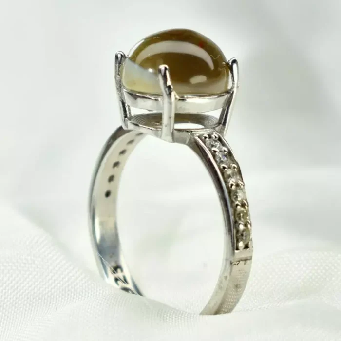 انگشتر نقره زنانه با نگین باباقوری بسیار خوشرنگ عیار 925، کد 531 - Image 3