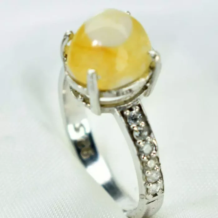 انگشتر نقره زنانه با نگین باباقوری طبیعی یک چشم زنانه، کد 523 - Image 4