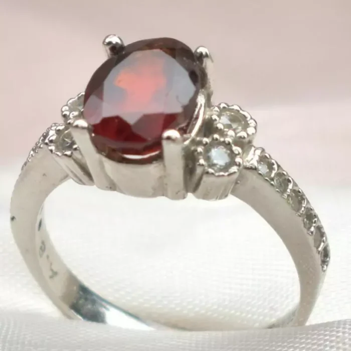 انگشتر نقره زنانه با نگین اصل معدنی هسونایت گارنت، کد 534 - Image 4