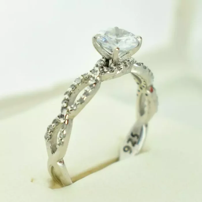 انگشتر نقره زنانه سولیتر، کد 428 - Image 4