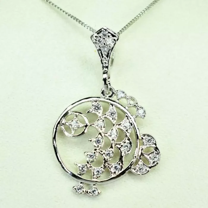 گردنبند مدالی نقره طرح ماهی - Image 4