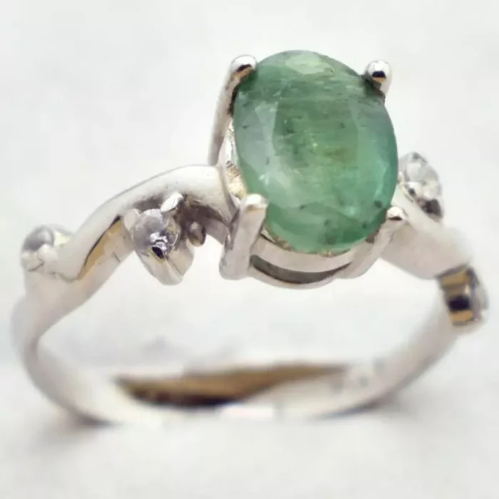 انگشتر نقره زنانه با نگین زمرد اصلی، کد 516 - Image 4