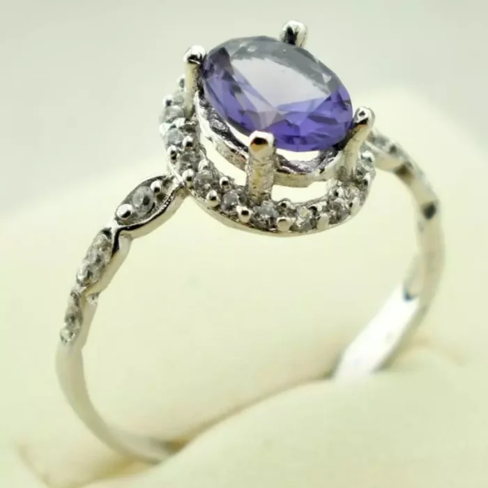 انگشتر نقره زنانه بنفش طرح گندمی، کد 413 - Image 4