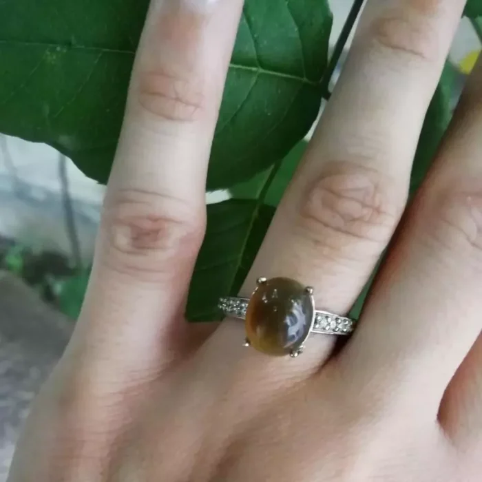 انگشتر نقره زنانه با نگین باباقوری بسیار خوشرنگ عیار 925، کد 531 - Image 4