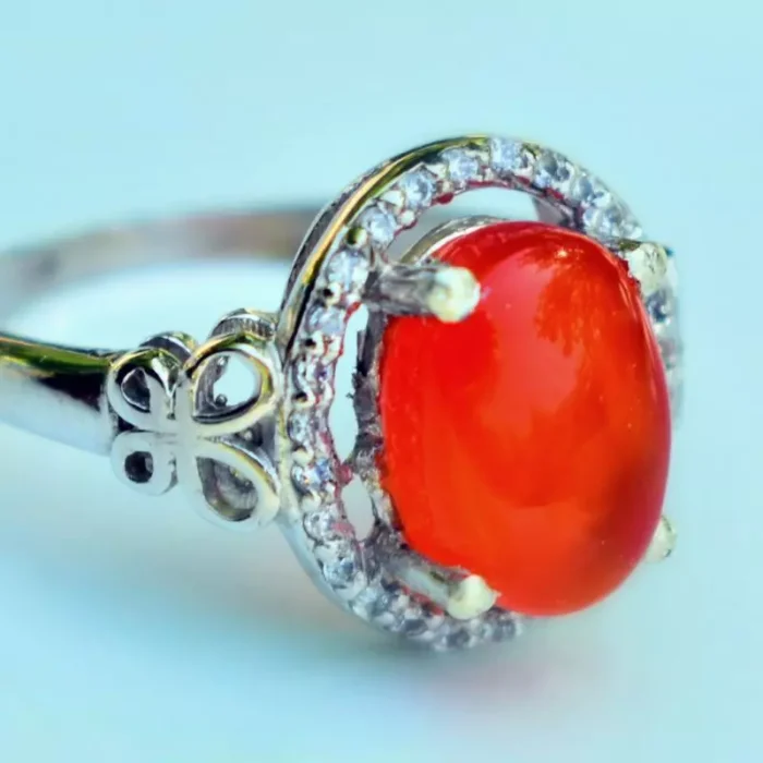 انگشتر نقره زنانه عقیق یمنی اصل رنگ ثابت، کد 502 - Image 3