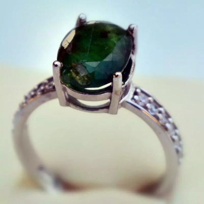 انگشتر نقره زنانه با نگین زمرد اصل و زیبا، کد 535 - Image 5