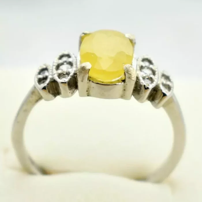 انگشتر نقره زنانه با نگین یاقوت زرد بسیار زیبا، کد 527 - Image 5