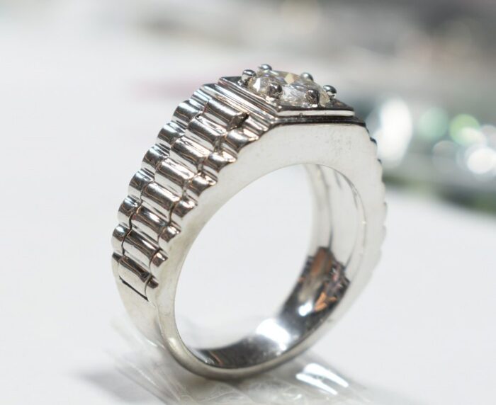 Handmade Mens Moissanite Ring Watchband-like Size 67 - Image 5