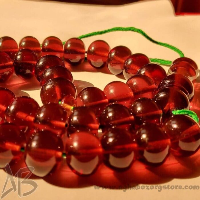 تسبیح سندلوس اصل بودار 37 دانه چرتکه‌ای درشت عنابی کد 748 - Image 3