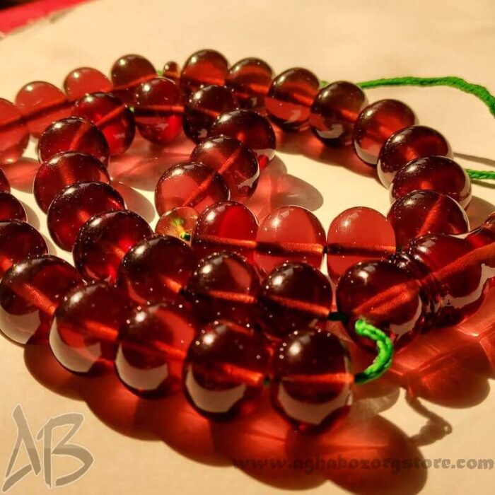 تسبیح سندلوس اصل بودار 37 دانه چرتکه‌ای درشت عنابی کد 748 - Image 4