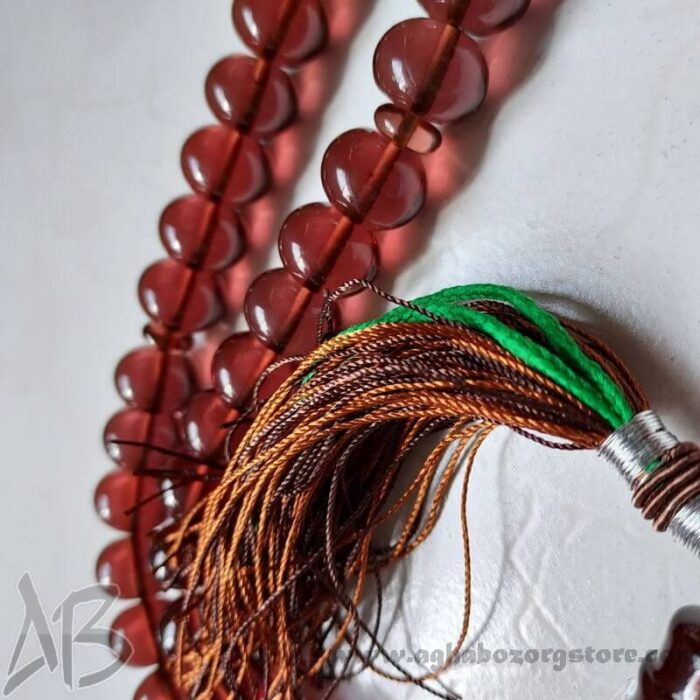 تسبیح سندلوس اصل بودار 37 دانه چرتکه‌ای درشت عنابی کد 748 - Image 5