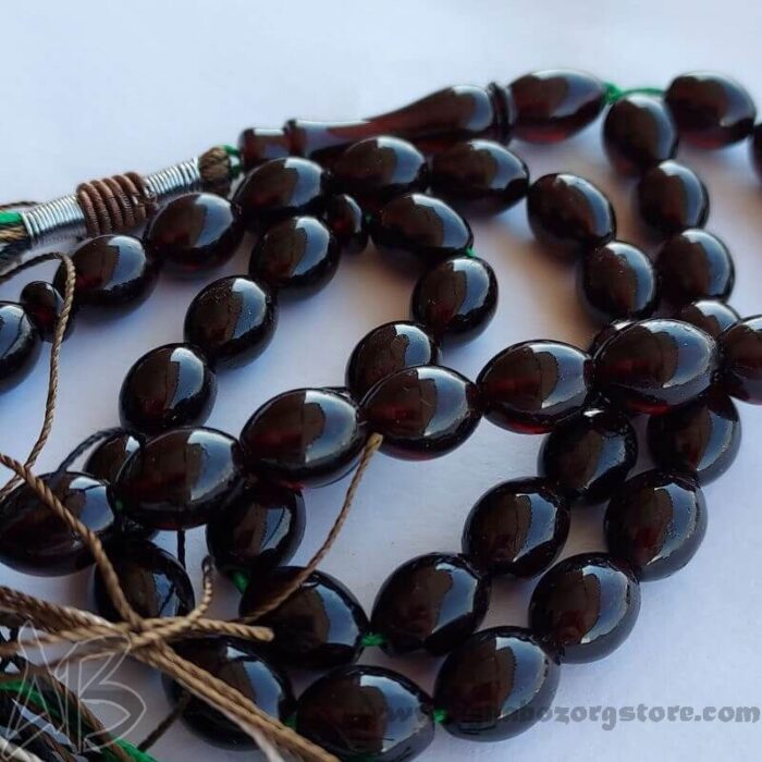 تسبیح سندلوس اصل معطر 47 دانه تراش بیضی جلا خورده کد 770 - Image 5