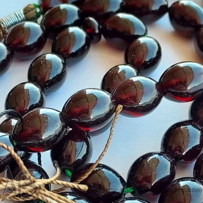 تسبیح سندلوس اصل معطر 47 دانه تراش بیضی جلا خورده کد 770 - Image 7