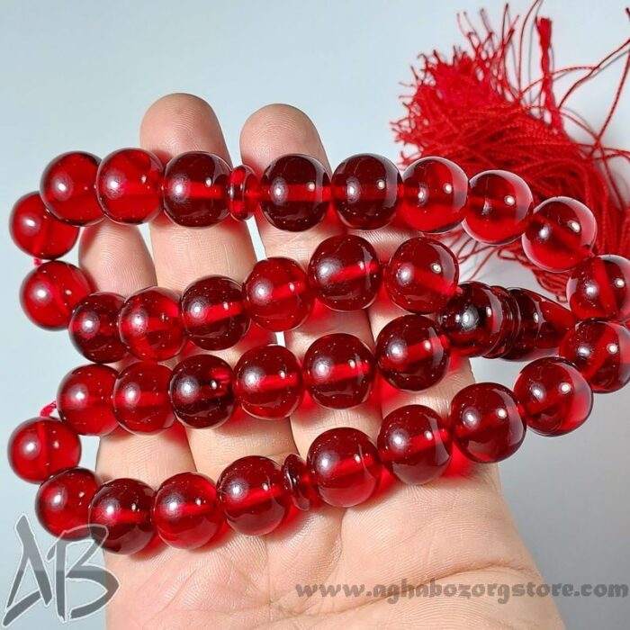 تسبیح سندلوس اصل معطر 33 دانه تراش گرد هنگ کنگی قرمز بسیار خوشرنگ کد 783 - Image 4
