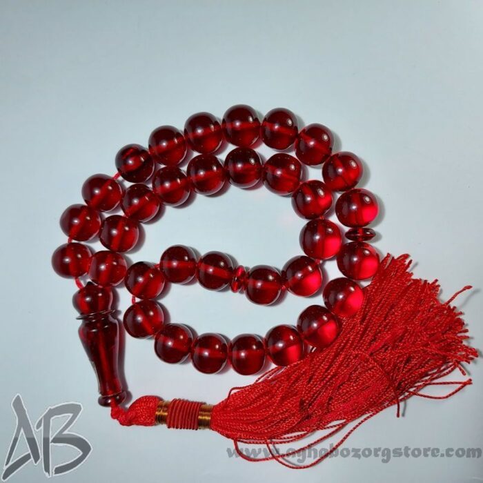 تسبیح سندلوس اصل معطر 33 دانه تراش گرد هنگ کنگی قرمز بسیار خوشرنگ کد 783 - Image 6