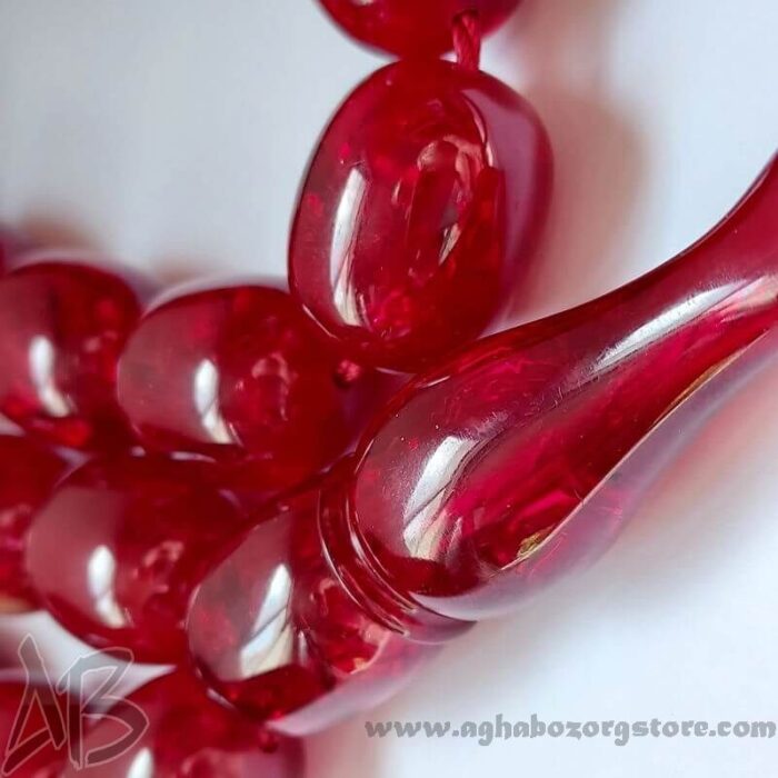 تسبیح سندلوس اصل 33 دانه خربزه ای درشت شمش نایاب رگه دار آلمانی (تراش هنگ کنگ) کد 786 - Image 4