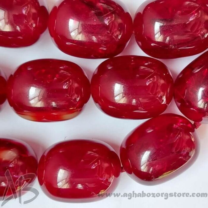 تسبیح سندلوس اصل 33 دانه خربزه ای درشت شمش نایاب رگه دار آلمانی (تراش هنگ کنگ) کد 786 - Image 6